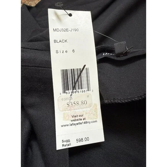 LAFAYETTE 148 BlackSilver Beaded Embellished Waist Ponte Knit Cocktail Dress Sz6 - Picture 9 of 13